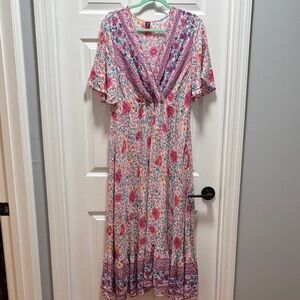 Chic Floral Maxi Dress in Pink and Purple 1XL